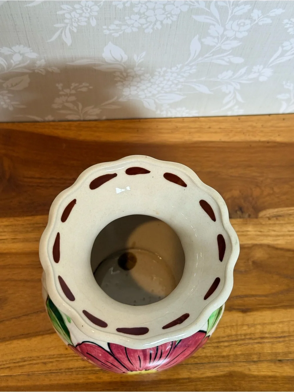 Vintage Hand-Painted Floral Ceramic Vase Blue Ridge Southern Pottery